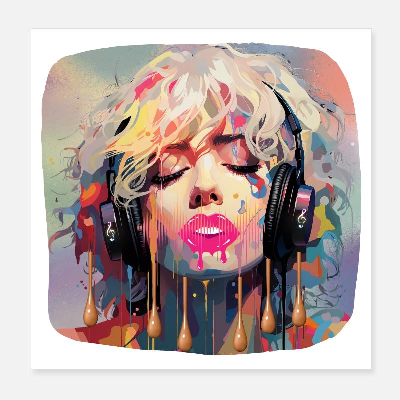 Pop Art & Music - Poster 8" x 8" (20x20 cm) - white