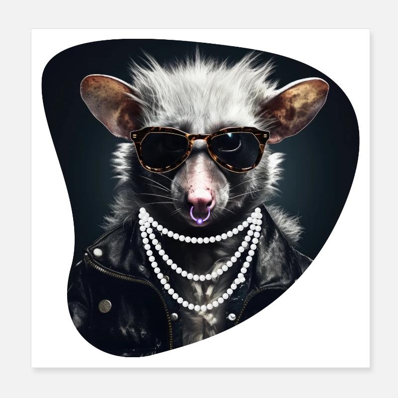 Hard Rock Possum - Poster 8" x 8" (20x20 cm) - white
