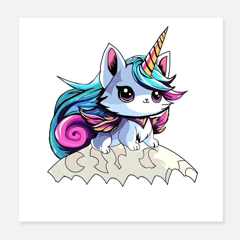Chat licorne Féerique Poster 20 x 20 cm
