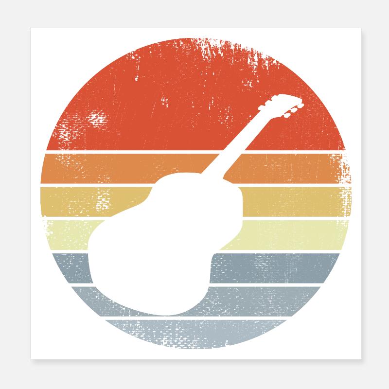 Guitar Drawing Vintage Look Poster 8" x 8" (20x20 cm)