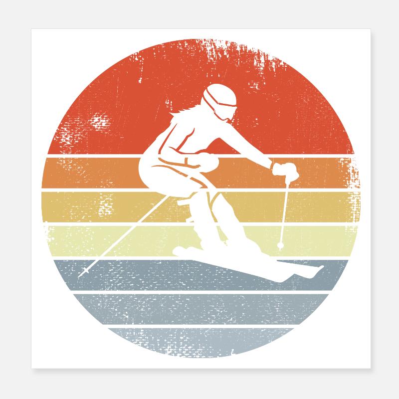 Skifahrer Mädchen Poster 20x20 cm