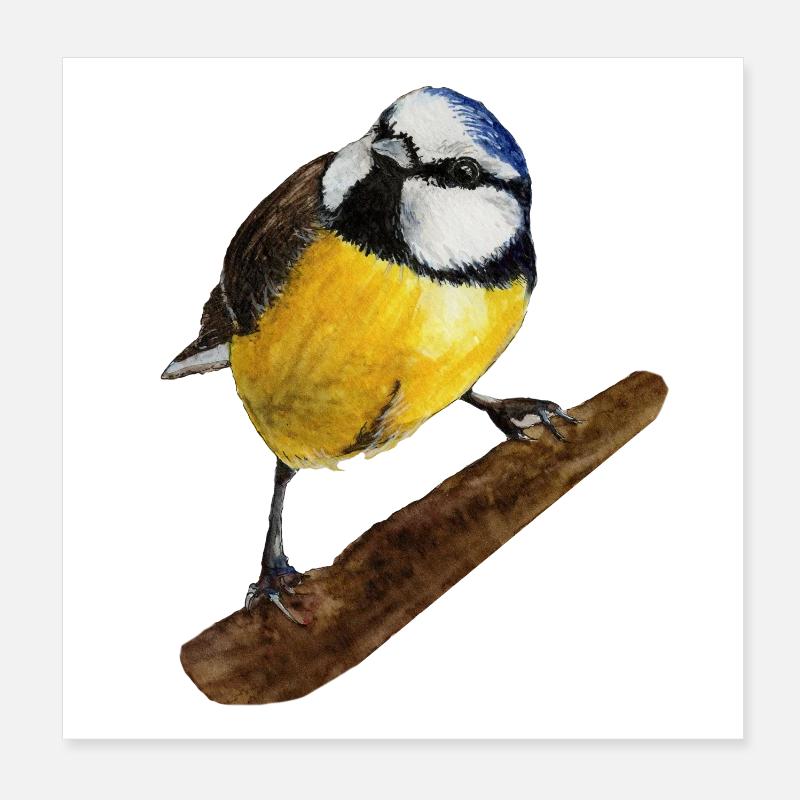 Aquarelle peinte à la main bleue Poster 20 x 20 cm