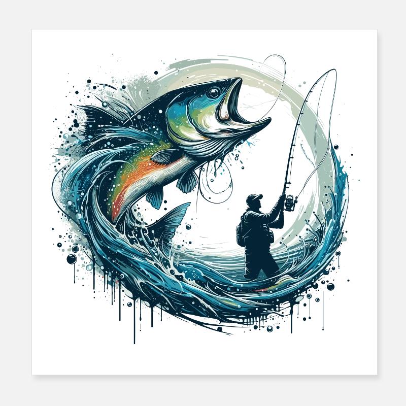 Angeln dynamisch Geschenk Poster 20x20 cm