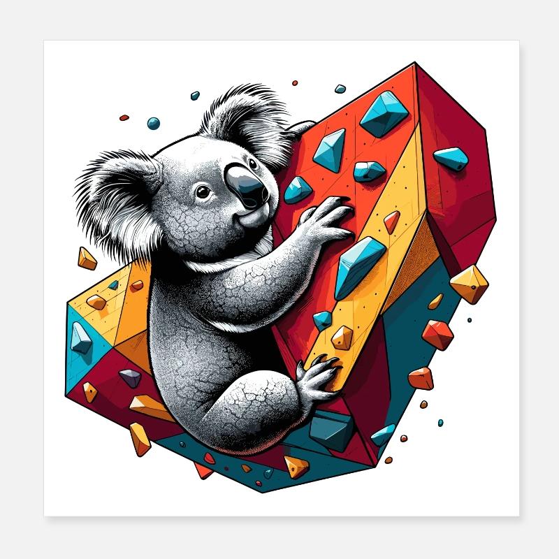 Bouldern Koala Geschenk Poster 20x20 cm