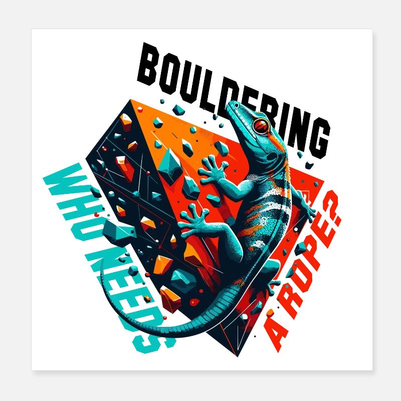 Bouldern Gecko Seil? Geschenk Poster 20x20 cm