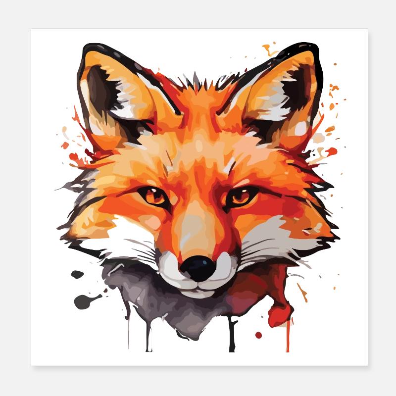 Cute Fox Poster 8" x 8" (20x20 cm)