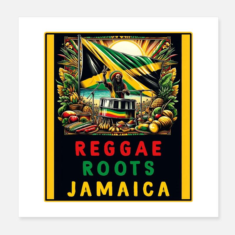 Reggae roots Jamaica Poster 8" x 8" (20x20 cm)