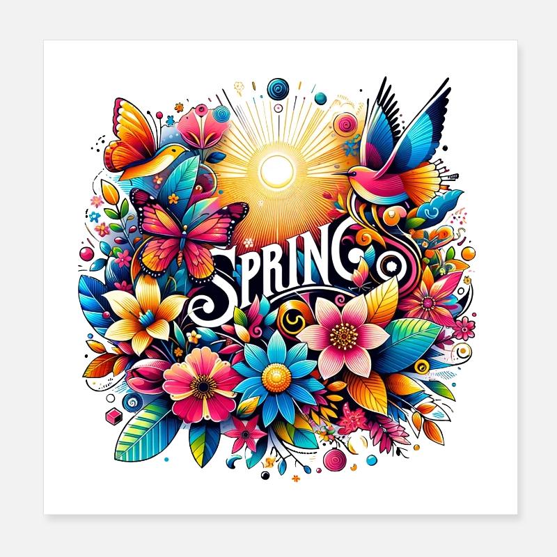 Printemps - Saison, Début du Printemps, Fleurs Poster 20 x 20 cm