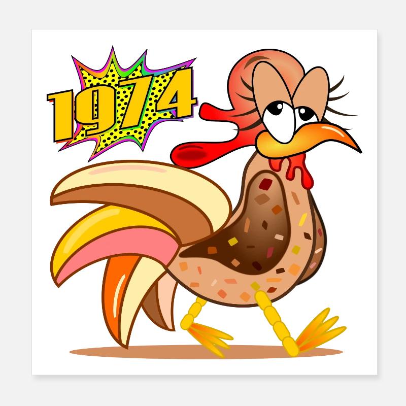 52E ANNIVERSAIRE 1974 POULES Poster 20 x 20 cm