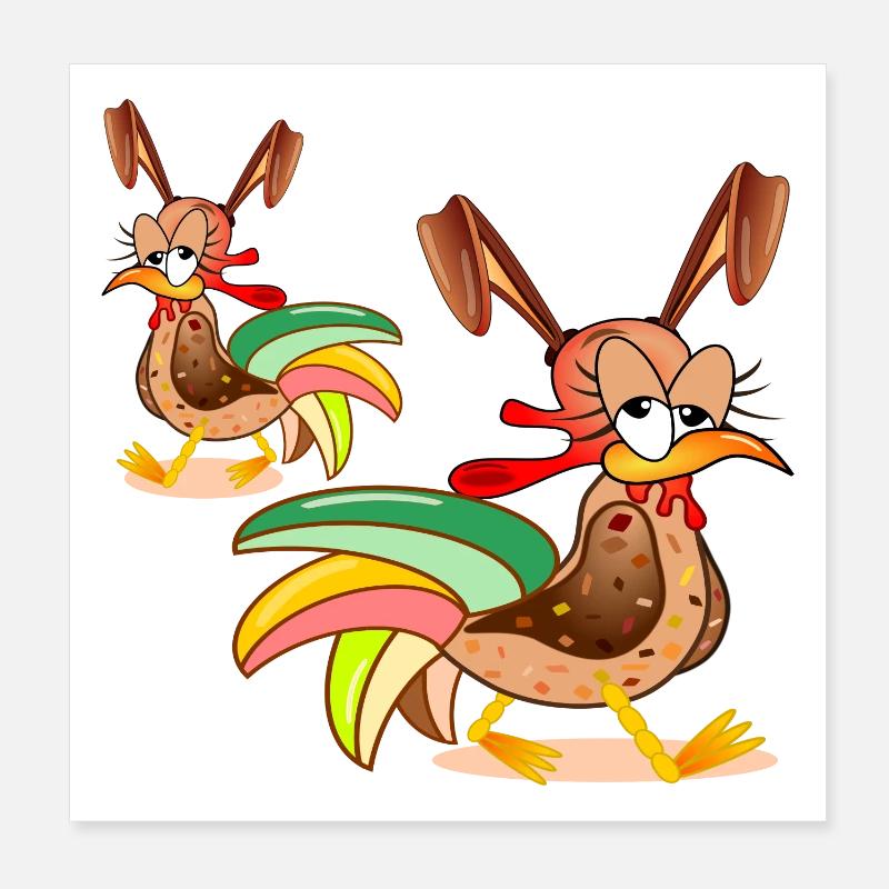 POULETS DE PÂQUES LAPINS DE PÂQUES COUPLES Poster 20 x 20 cm