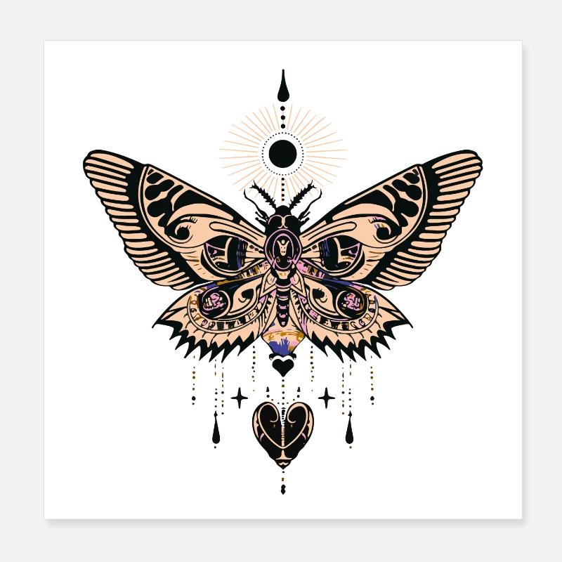 Mystical Moth and Celestial Aura Design Poster 8" x 8" (20x20 cm)