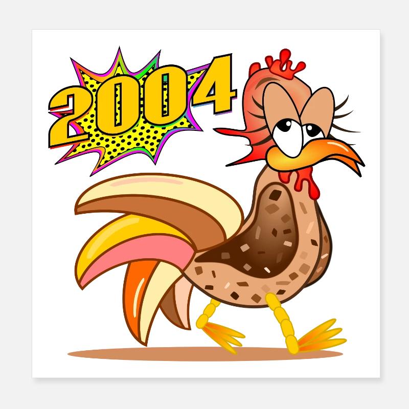 22nd Birthday 2004 Chicken Poster 8" x 8" (20x20 cm)