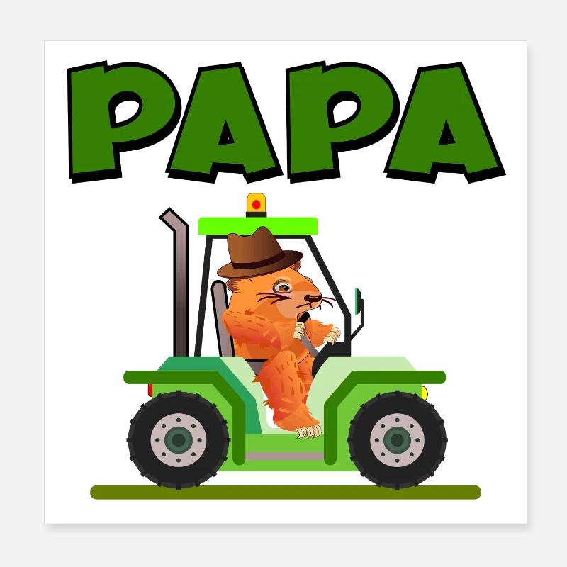 Farmer Dad Tractor Poster 8" x 8" (20x20 cm)