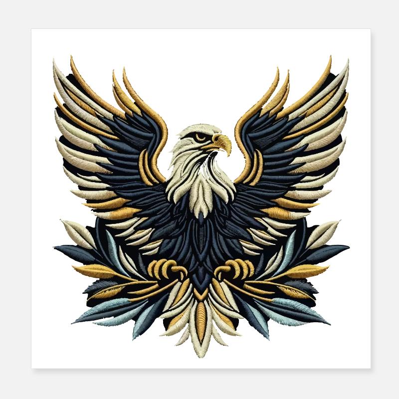 Regal Eagle Wings Embroidered Tee Poster 8" x 8" (20x20 cm)