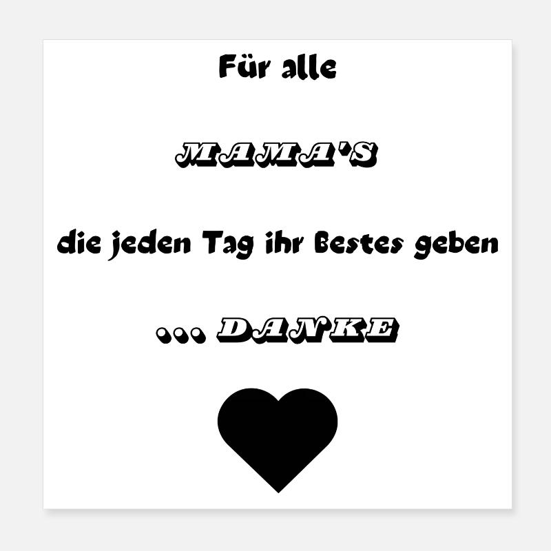 .. Danke Mama - Poster 20x20 cm - Weiß