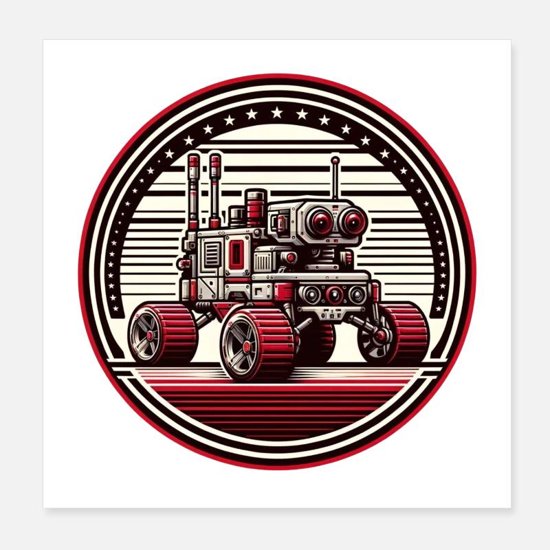 "Celestial Explorer" - Space Rover Badge Poster 8" x 8" (20x20 cm)