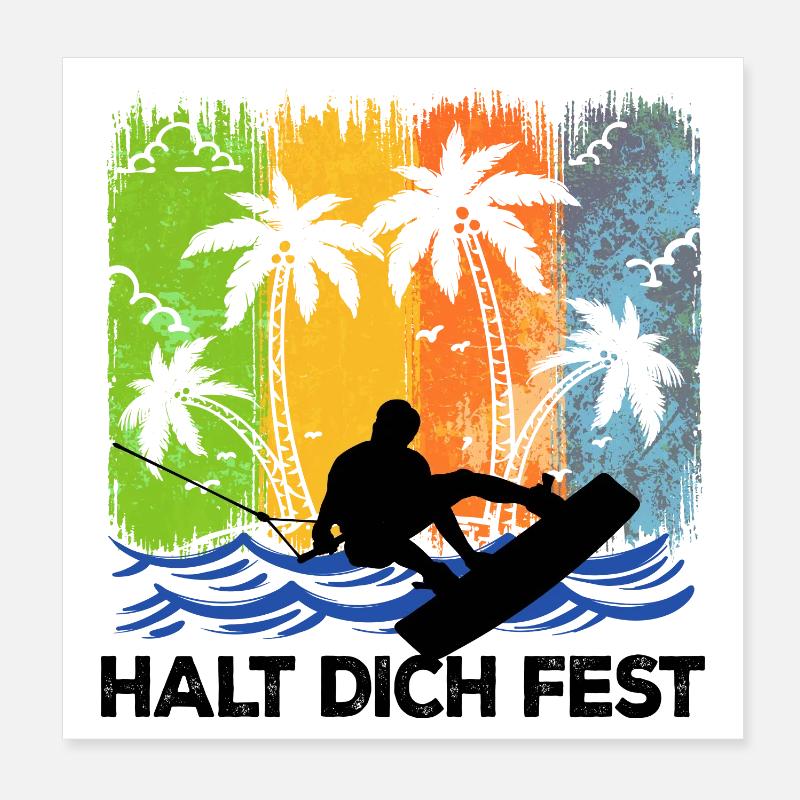 Wakeboard Kitesurfer Statement Surfing Stunt Wave Poster 8" x 8" (20x20 cm)