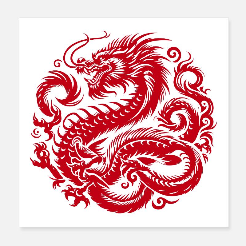 Chinese Dragon Tattoo Poster 8" x 8" (20x20 cm)