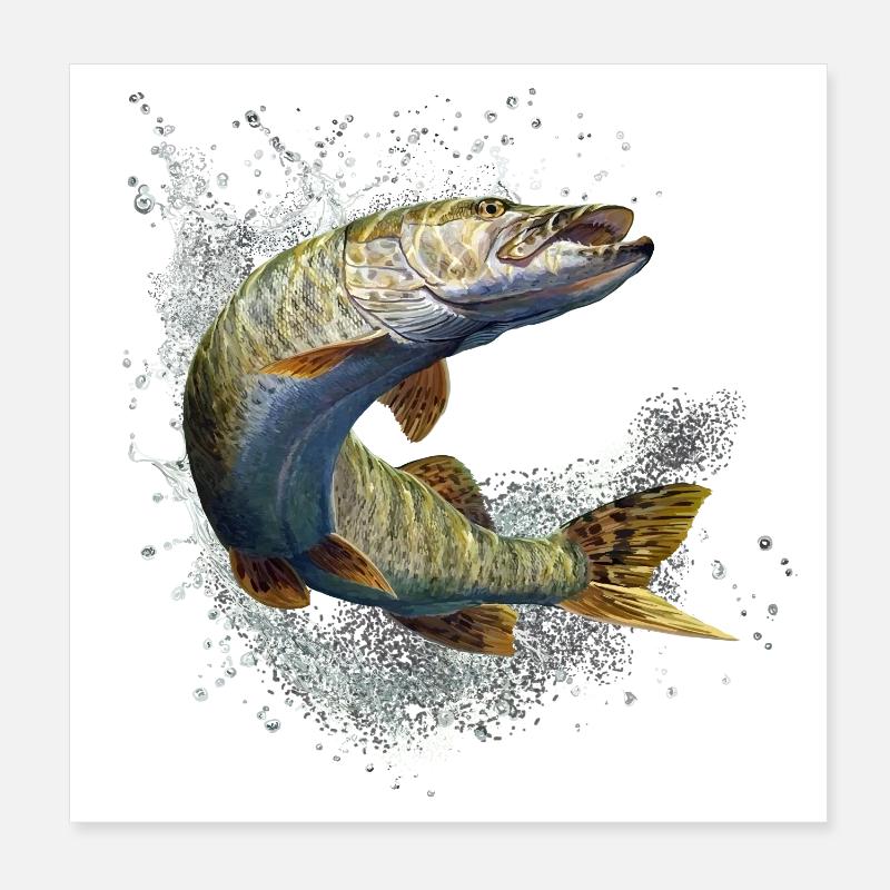 Pike Poster 8" x 8" (20x20 cm)
