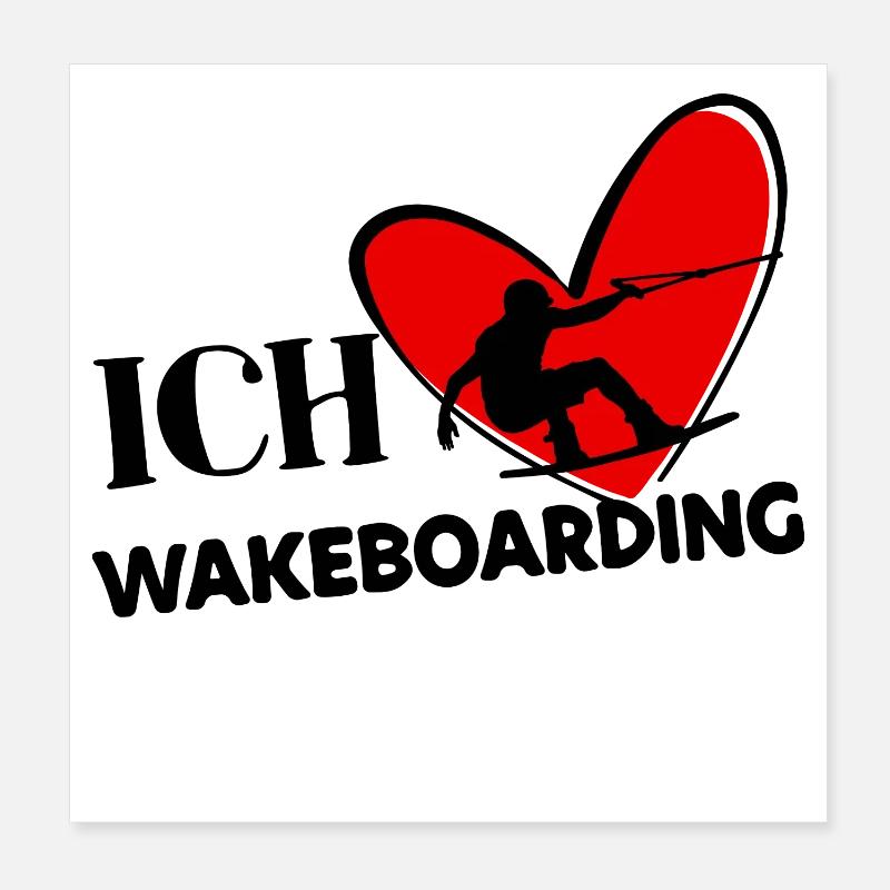 Wakeboard Surf Kitesurfer Déclaration Coeur Stunt Poster 20 x 20 cm