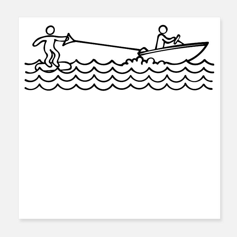 Wave, Water Skiing, Surfing, Wakeboard, Kitesurfer Poster 8" x 8" (20x20 cm)