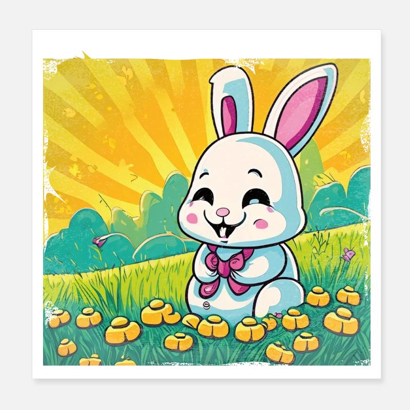 Bunny comic style funny Poster 8" x 8" (20x20 cm)