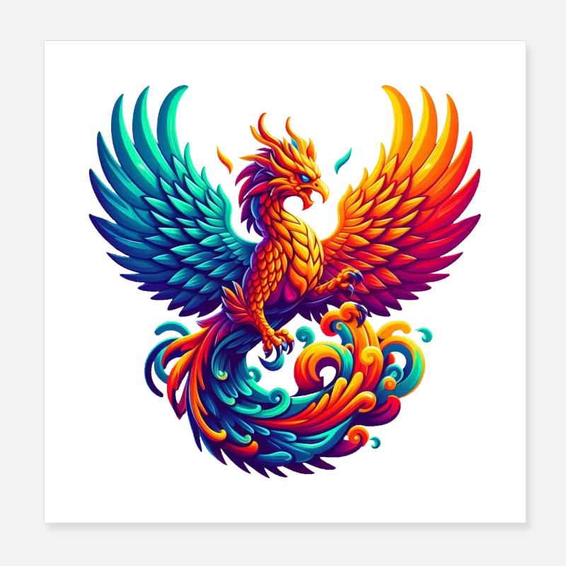 Hyperflammen des majestätischen Phönix Poster 20x20 cm