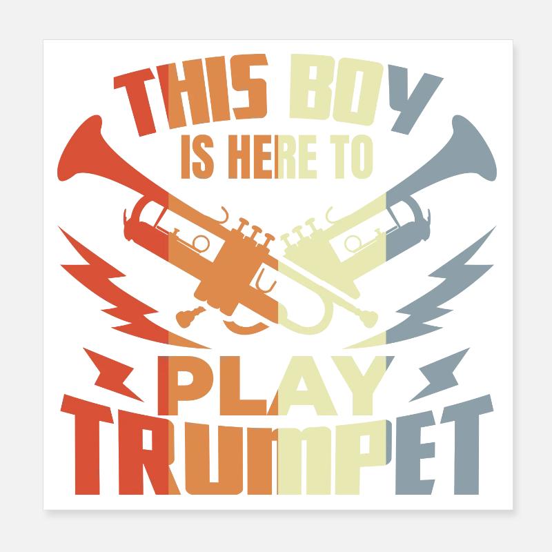 Boy playing trumpet Poster 8" x 8" (20x20 cm)
