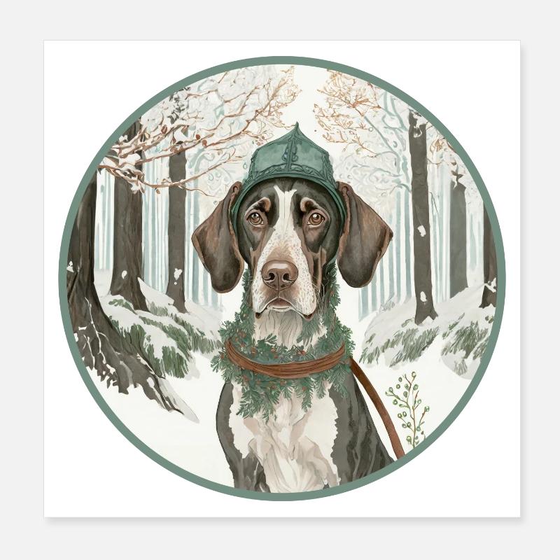 Hunting Dog Poster 8" x 8" (20x20 cm)