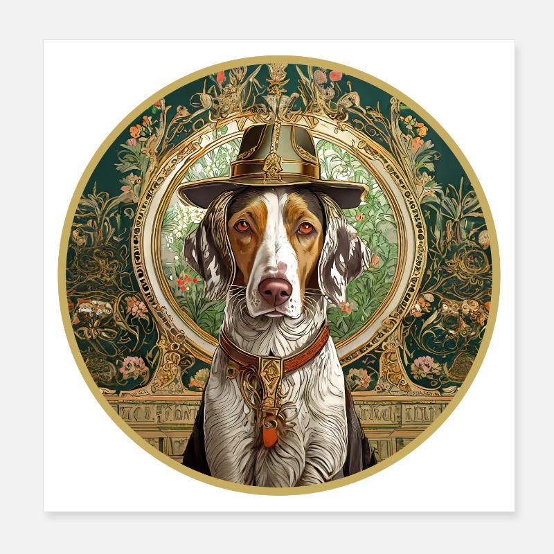 Jagdhund mit Hut Poster 20x20 cm