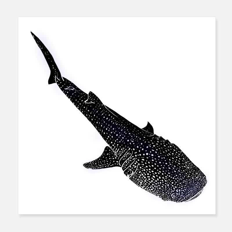 Requin-baleine Silhouette lumineuse Poster 20 x 20 cm