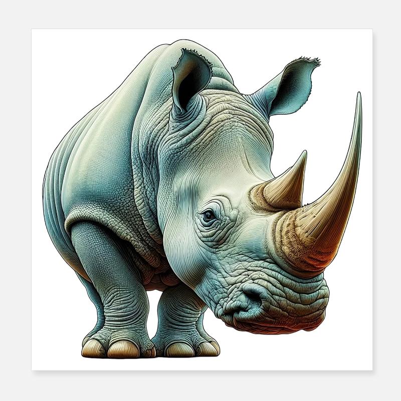 Nashorn Poster 20x20 cm