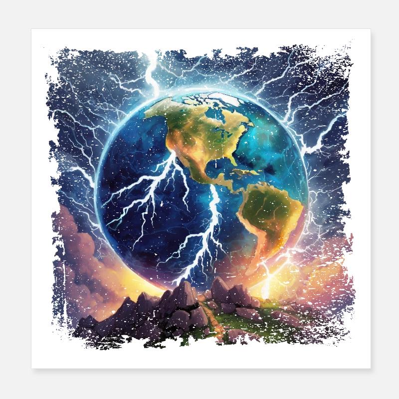 Globe jonché d’éclairs Poster 20 x 20 cm