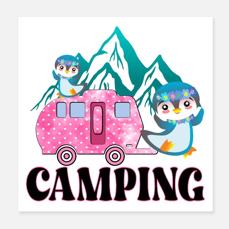 CAMPING CAMPINGSPLATZ PINGUINE Poster 20x20 cm