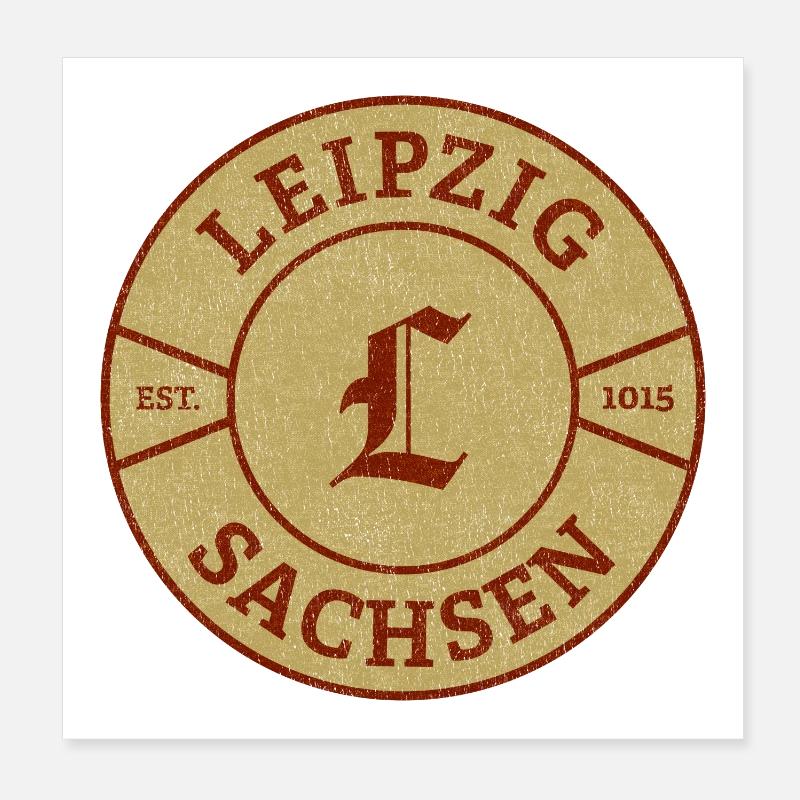 Leipzig Sächsisches Emblem Vintage - Poster 20x20 cm - Weiß