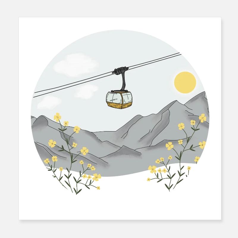 Montée en gondole - téléphérique Poster 20 x 20 cm