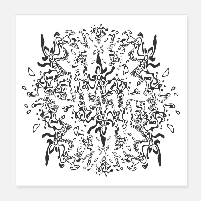 Abstraktes Schwarzes Mandala Muster Poster 20x20 cm