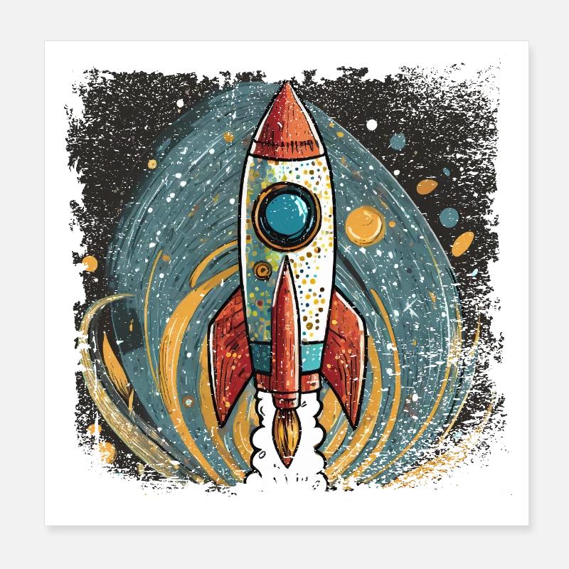Rakete mit stylischem Design Poster 20x20 cm