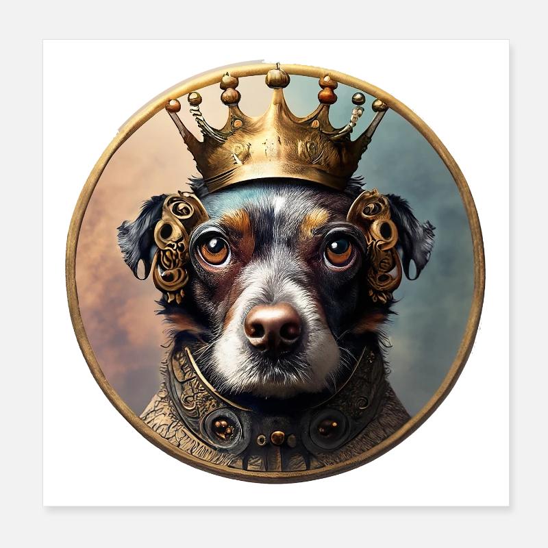 Königlicher Hund mit Krone Poster 20x20 cm