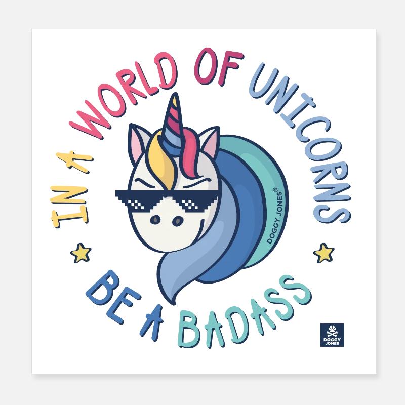 Badass-Einhorn Poster 20x20 cm