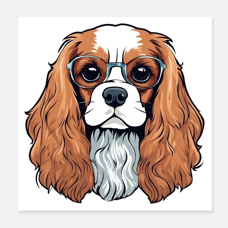 cavalier King Charles, chien, chien mignon Poster 20 x 20 cm