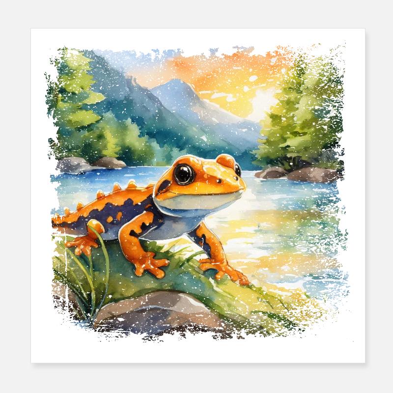 Cute young fire salamander Poster 8" x 8" (20x20 cm)