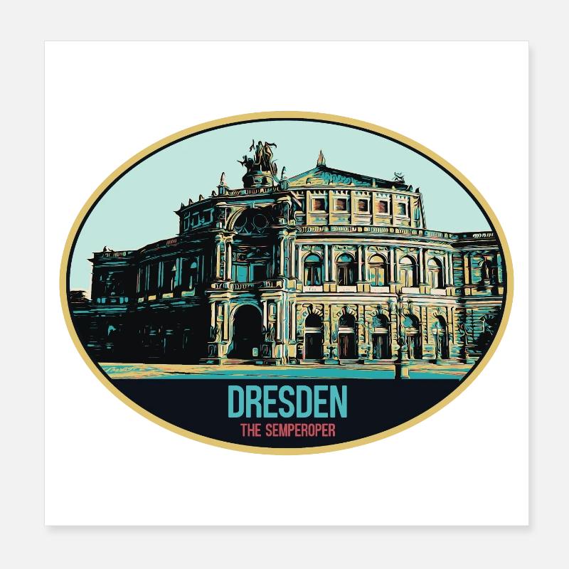 Semperoper of Dresden: Elegance in Illustration Poster 8" x 8" (20x20 cm)