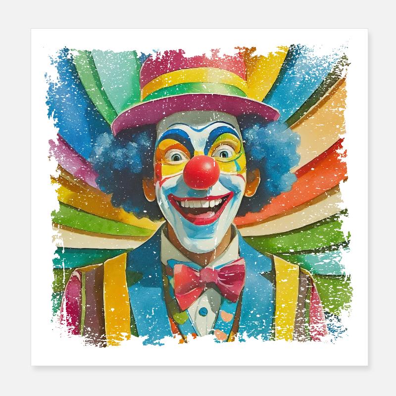 funny clown in comic style Poster 8" x 8" (20x20 cm)