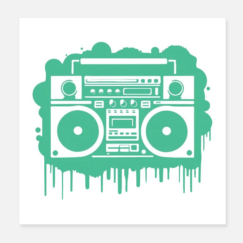 Cyan Ghettoblaster Poster 20x20 cm