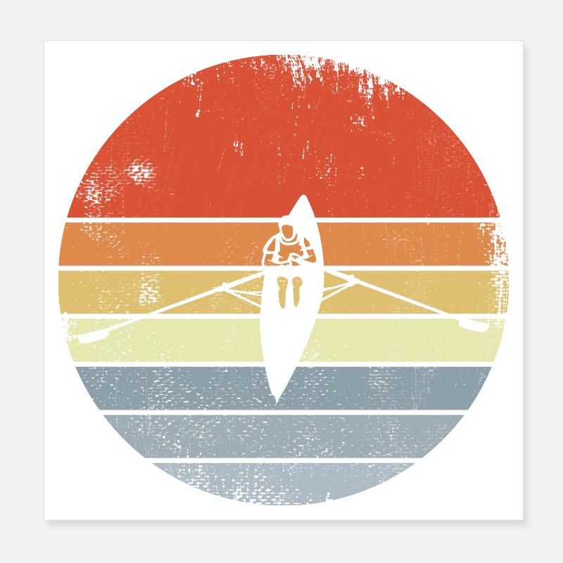 Dessin de bateau à rames Vintage Poster 20 x 20 cm