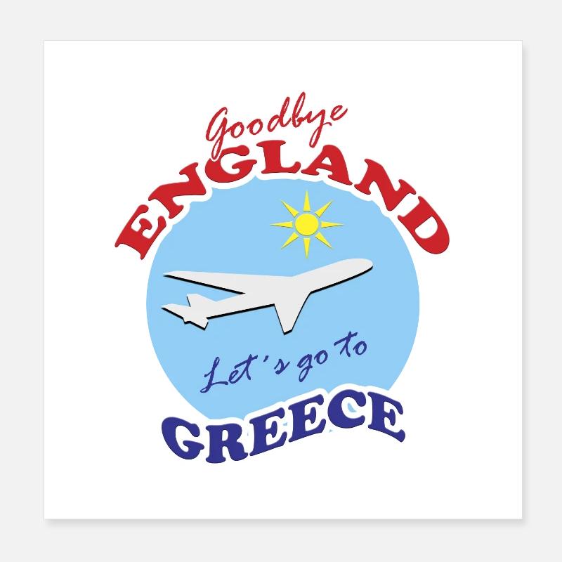 Grèce adieu avion voyage design Poster 20 x 20 cm