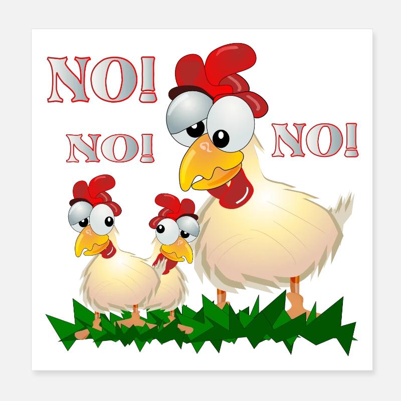 FUNNY CHICKEN COMIC - NO Poster 8" x 8" (20x20 cm)