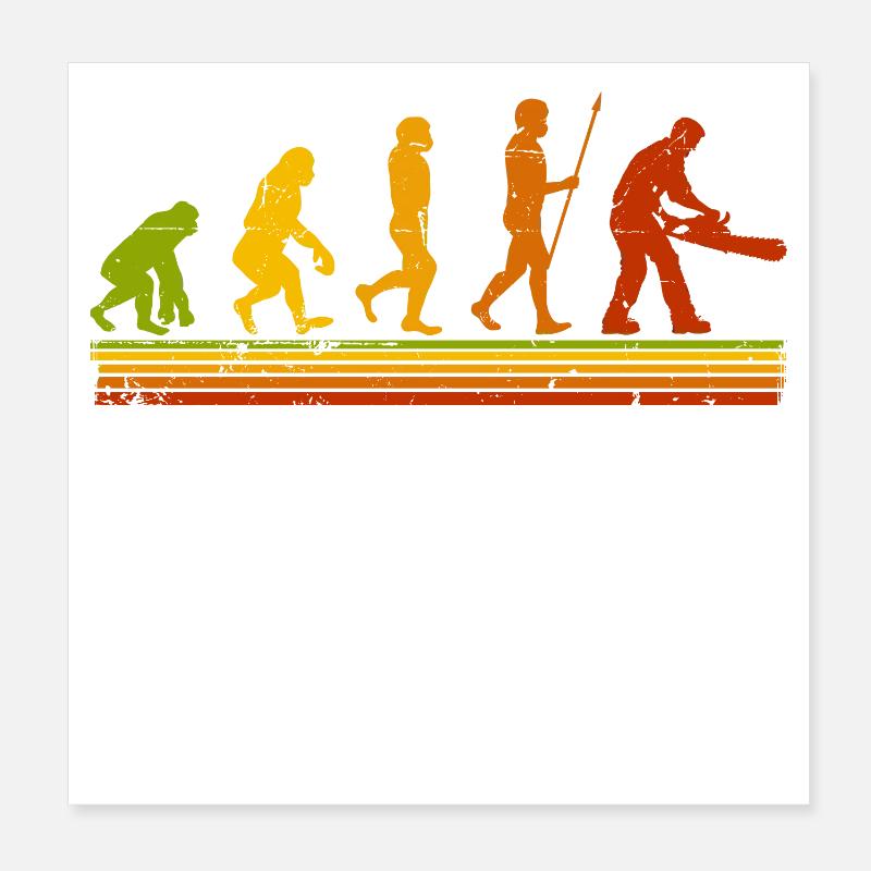 Forstwirt Holzfäller Evolution Brennholz Poster 20x20 cm