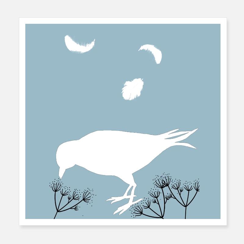 Bird Silhouette and Feathers Poster 8" x 8" (20x20 cm)